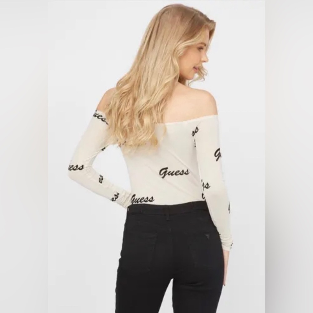Guess Women’s sheer Logo Off Shoulder